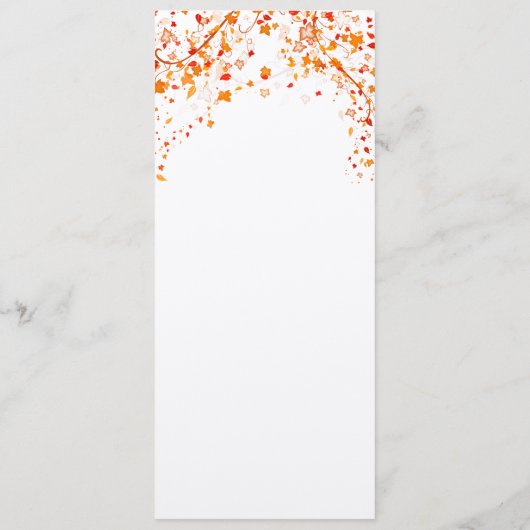 Carte de menu de mariage de feuillage d'automne (Dos)