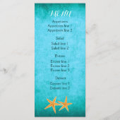 Carte de menu de mariage de la plage Starfish (Dos)