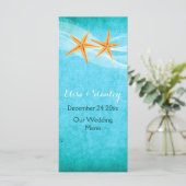 Carte de menu de mariage de la plage Starfish (Debout devant)