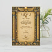 Carte de menu de mariage de luxe inspirée de l'or (Debout devant)