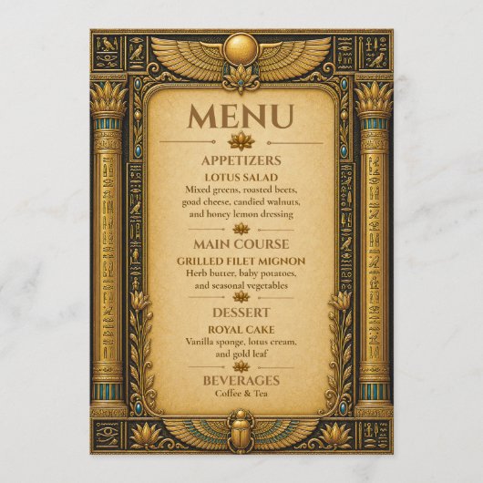 Carte de menu de mariage de luxe inspirée de l'or (Devant)