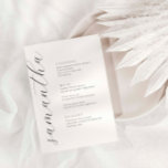 Carte de menu de mariage de police de script minim<br><div class="desc">Conçue pour coordonner avec notre collection Minimaliste All In One, cette carte de menu de mariage personnalisable et assortie dispose d'une mise en page propre et simple, avec une police simple. Pour une personnalisation plus avancée de cette conception, par exemple la modification de la disposition, de la police ou de...</div>