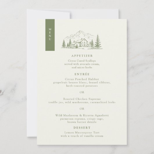 Carte de menu de mariage de Sage Mountain (Devant)