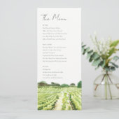Carte de menu de mariage de vignoble de cave à vin (Debout devant)