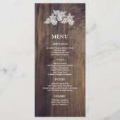 Carte de Menu de Mariage | Dentelle Blanche sur Bo (Devant)
