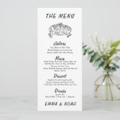 Carte de menu de mariage dessinée à la main modern (Debout devant)
