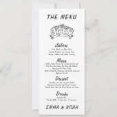 Carte de menu de mariage dessinée à la main modern (Devant)