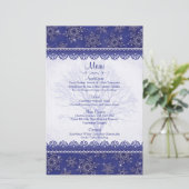 Carte de menu de mariage d'hiver Blue Snowflake de (Debout devant)
