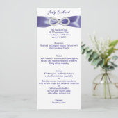 Carte de menu de mariage Diamant Infini Bleu Viole (Debout devant)