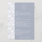 Carte de menu de mariage Dusty Blue Monogram Crest (Devant)