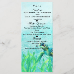 Carte de menu de mariage élégant d'art de plage oc