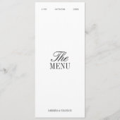 Carte de Menu de Mariage Élégant Noir et Blanc (Devant)