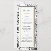 Carte de menu de mariage élégant noir et or (Devant)