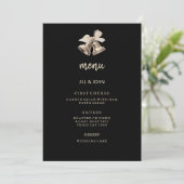 Carte de Menu de Mariage Élégant Noir Or (Debout devant)