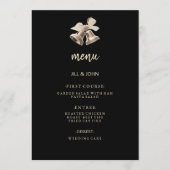 Carte de Menu de Mariage Élégant Noir Or (Devant)