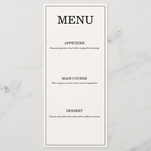 Carte de Menu de Mariage Élégante à l'Ancienne (Devant)