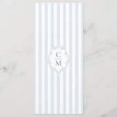 Carte de menu de mariage élégante à rayure de crêt (Dos)