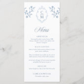 Carte de menu de mariage élégante à rayure de crêt (Devant)