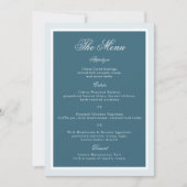 Carte de menu de mariage élégante à rayures bleues (Devant)