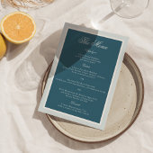 Carte de menu de mariage élégante à rayures bleues
