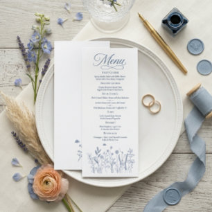 Carte de Menu de Mariage Élégante aux Poussières d
