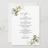 Carte de Menu de Mariage Élégante avec Feuillage e (Devant)