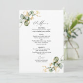 Carte de Menu de Mariage Élégante avec Feuillage e (Debout devant)