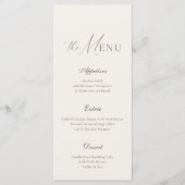 Carte de menu de mariage élégante avec rayure beig (Devant)