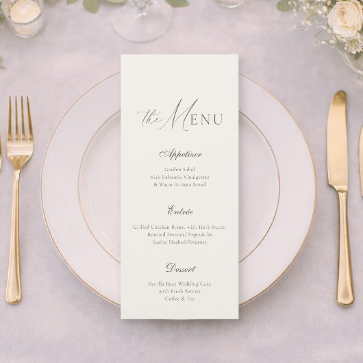 Carte de menu de mariage élégante avec rayure beig
