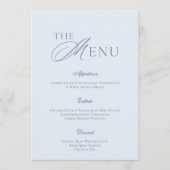 Carte de Menu de Mariage Élégante Bleu Poussiéreux (Devant)