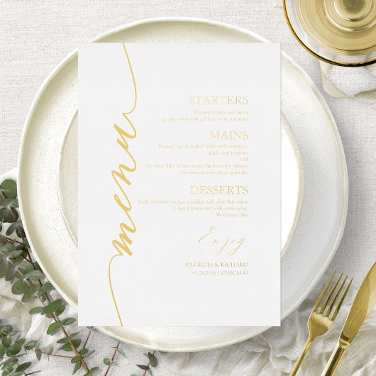Carte de menu de mariage élégante Calligraphie mod