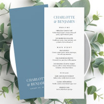 Carte de menu de mariage élégante Chic Minimaliste