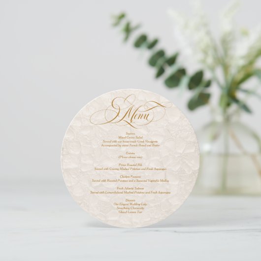 Carte de menu de mariage élégante écriture florale (Debout devant)