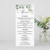 Carte de Menu de Mariage Élégante Eucalyptus (Debout devant)