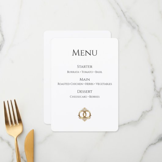 Carte de Menu de Mariage Élégante | Moderne (Devant/Arrière en situation)