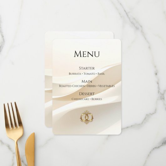 Carte de Menu de Mariage Élégante | Moderne Abstra (Devant/Arrière en situation)