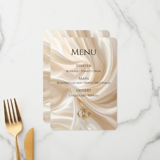 Carte de Menu de Mariage Élégante | Moderne Abstra (Devant/Arrière en situation)