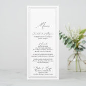 Carte de menu de mariage élégante moderne blanche (Debout devant)