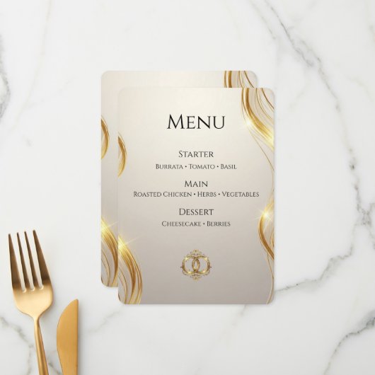 Carte de menu de mariage élégante | Moderne et abs (Devant/Arrière en situation)