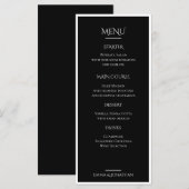 Carte de menu de mariage élégante noir et blanc (Devant / Derrière)
