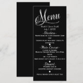 Carte de menu de mariage élégante noir et blanc (Devant / Derrière)