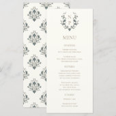 Carte de menu de mariage élégante ornée (Devant / Derrière)