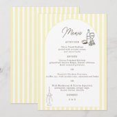 Carte de menu de mariage élégante rayée jaune doux (Devant / Derrière)