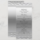 Carte de Menu de Mariage Élégante Simple Argentée (Devant / Derrière)