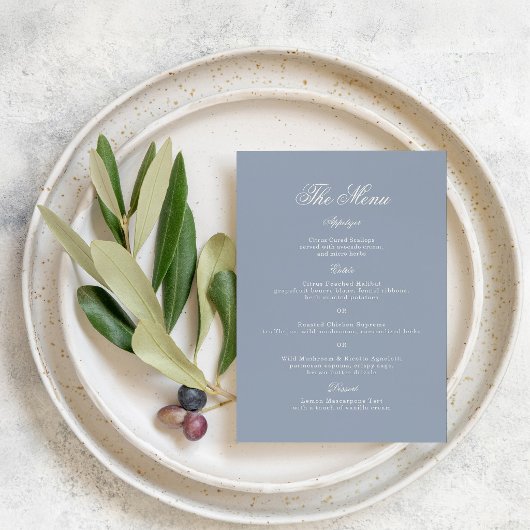 Carte de menu de mariage élégante Something Blue
