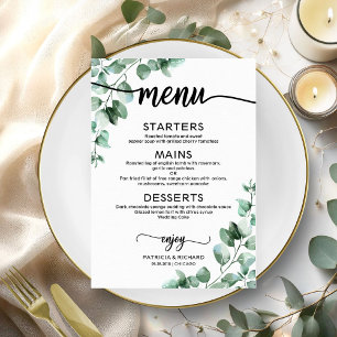 Carte de menu de mariage Elégante Verdure