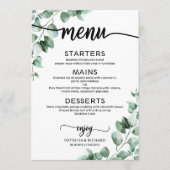 Carte de menu de mariage Elégante Verdure (Devant)