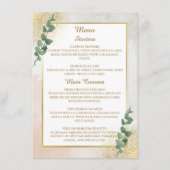 Carte de menu de mariage élégante verte et dorée (Devant)
