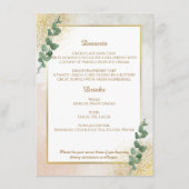 Carte de menu de mariage élégante verte et dorée (Dos)