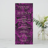 Carte de menu de mariage élégante violette (Debout devant)